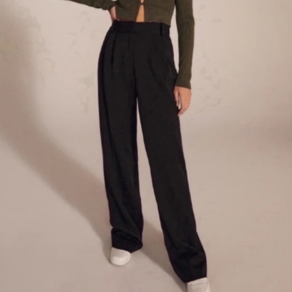 Favorite Daughter Black Wide-Leg Trousers
